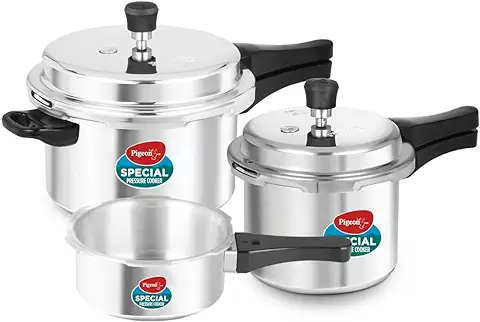 13. Pigeon By Stovekraft Special Aluminium Pressure Cooker Combo with Outer Lid Gas Stove Compatible 2, 3, 5 Litre Capacity for Healthy Cooking (Silver)