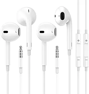 5. 2 Pack Apple Earbuds Headphones with 3.5mm Plug [Apple MFi Certified] Wired Earphones Built-in Microphone & Volume Control Compatible with iPhone