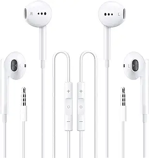 10. 2 Packs Apple Wired Headphones Earbuds with Microphone