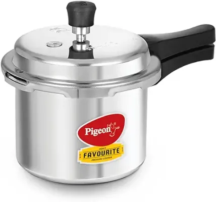 9. Pigeon By Stovekraft Favourite Aluminium Pressure Cooker with Outer Lid Gas Stove Compatible 3 Litre Capacity for Healthy Cooking (Silver)