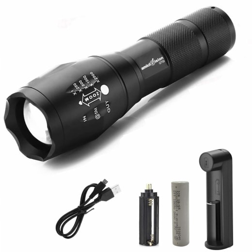 amiciVision Metal LED Torch Flashlight