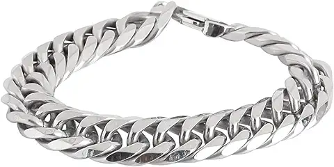 12. Aaishwarya Silver Stainless Steel Thick Link Chain Bracelet for men and boys | Valentine gift for Husband, Boyfriend | Gift for Men