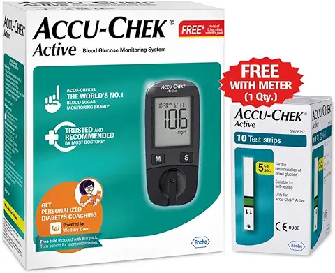 5. Accu-Chek Active Blood Glucose Glucometer Kit With Vial Of 10 Strips