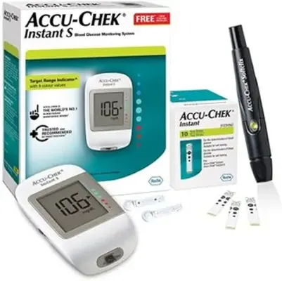 6. Accu-Chek Instant S Blood Glucose Glucometer Kit with Vial of 10 Strips
