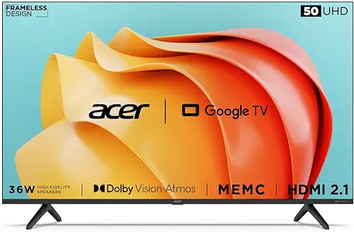 5. Acer 127 cm (50 inches) Advanced I Series 4K Ultra HD Smart LED Google TV AR50GR2851UDFL (Black)