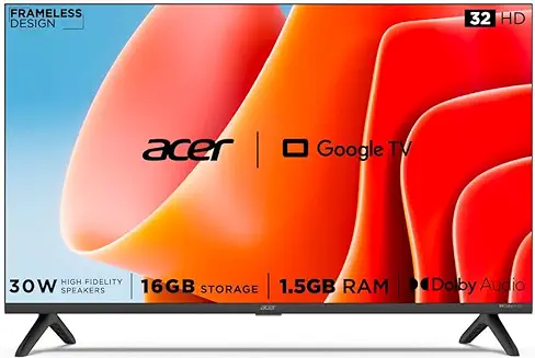 15. Acer 80 cm (32 inches) Advanced I Series HD Ready Smart LED Google TV AR32GR2841HDFL (Black)