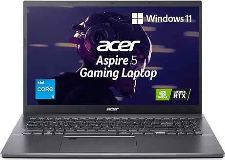 10. Acer Aspire 5 Gaming Laptop Intel Core i5 12th gen (16 GB/512 GB SSD/Win11 Home/4GB Graphics/RTX 2050) A515-57G (15.6" FHD Display, 1.8 Kg)