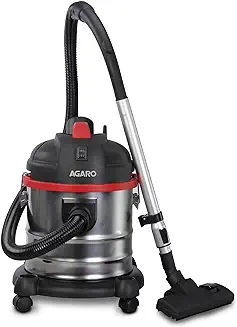 5. AGARO Ace Wet&Dry Vacuum Cleaner,1600 Watts,21.5 Kpa Suction Power,21 litres Tank Capacity,for Home Use,Blower Function,Washable 3L Dust Bag,Stainless Steel Body(Black/Red/Steel) 21 Liter,HEPA