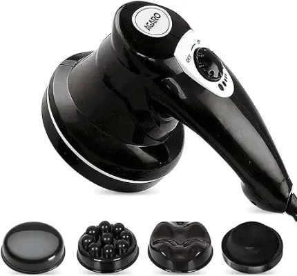 8. AGARO Atom Electric Handheld Full Body Massager with 3 Massage Heads & Variable Speed Settings for Pain Relief and Relaxation, Back, Leg & Foot, Black