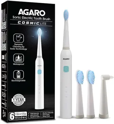 7. AGARO COSMIC Lite Sonic Electric Toothbrush for Adults with 6 Modes