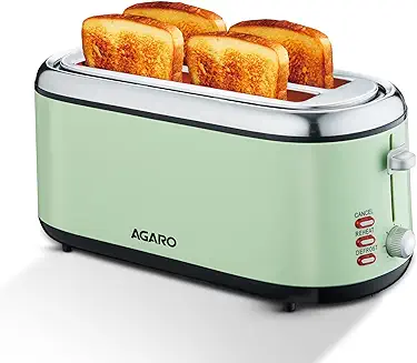 10. AGARO Royal 4 Slice Stainless Steel Pop Up Toaster