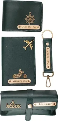 1. AICA Personalised Name & Charm Leather Gift Set for Men