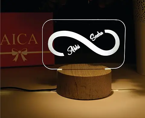 14. AICA Personalized Couple Name Infinity LED Lamp - Wedding Anniversary Marriage Valentine Gifts for Couple Friends Husband Wife