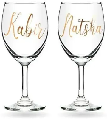 11. AICA Personalized Name Red Wine Glasses with GiftBox - 230ml, Set of 2 | Valentines Day Gifts | Birthday Anniversary Wedding Marriage Engagement Gifts for Men Women Couples Mr & Mrs