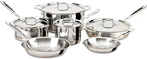 All-Clad Copper Core 5-Ply Stainless Steel Cookware Set 10 Piece Induction Oven Broil Safe 600F Pots and Pans