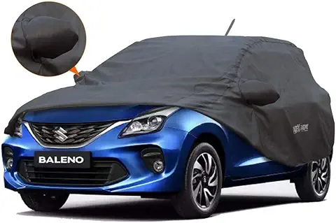 12. Allextreme BN7004 Car Body Cover Compatible with Maruti Suzuki Baleno Custom Fit Dustproof UV Heat Resistant Indoor Outdoor Body Protection (Grey with Mirror)