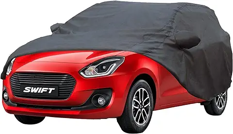 8. Allextreme SF7004 Car Body Cover Compatible with Maruti Suzuki Swift Custom Fit Dustproof UV Heat Resistant Indoor Outdoor Body Protection (Grey with Mirror)