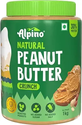 3. ALPINO Natural Peanut Butter Crunch 1kg - 100% Roasted Peanuts - 30g Protein, No Added Sugar & Salt, non-GMO, Gluten Free, Vegan - Plant Based, Unsweetened Peanut Butter Crunchy
