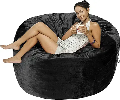 8. Amazon Basics Memory Foam Filled Bean Bag Chair with Microfiber Cover, 5 ft, Black, Solid