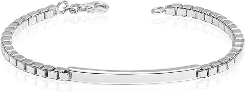 11. Amazon Brand - Nora Nico 925 Sterling Silver Bis Hallmarked Bar Box Chain Bracelet For Boy And Men's