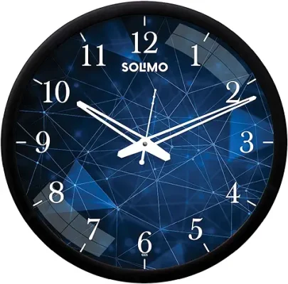 11. Amazon Brand - Solimo 12-inch Contemporary Plastic & Glass Wall Clock - Designer (Silent Movement, Black Frame)