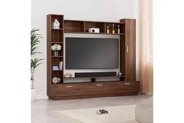7. Amazon Brand - Solimo Altamore Engineered Wood TV Unit and Display Cabinet (Walnut Finish)