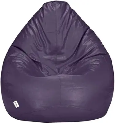 12. Amazon Brand - Solimo XXL Faux Leather Bean Bag Filled With Beans (Purple)