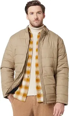 3. Amazon Brand - Symbol Men Quilted Bomber Winter Jacket with Band Collar