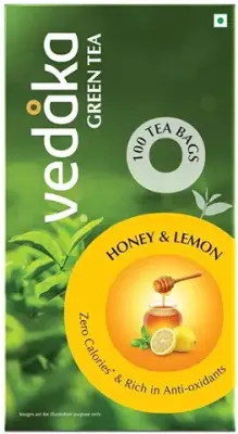 11. Amazon Brand - Vedaka Green Tea | Lemon and Honey |100 Bags | All Natural Flavour | Zero Calories - Improves Metabolism