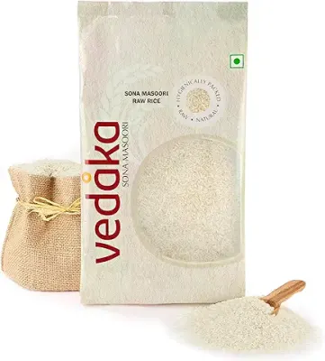 6. Amazon Brand - Vedaka Sona Masoori Raw Rice, 5Kg, White