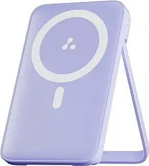 7. Ambrane 10000mAh Magnetic Wireless Power Bank for iPhone 12 & Above, 22.5W Wired + 15W Wireless Charging, Mobile Stand, Type C PD (Input & Output), Li-Polymer (Aerosync PB 10, Purple)