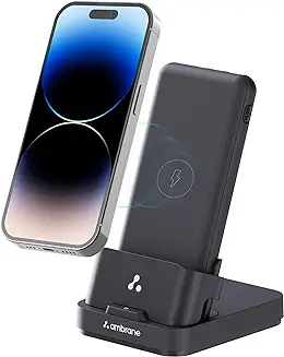5. Ambrane 4 in 1 Wireless Charging 10000mAh Power Bank 22.5W Fast Charging, USB & Type C Output, Power Delivery, Quick Charge for iPhone, Android & Other Devices (Aerosync Quad, Black)
