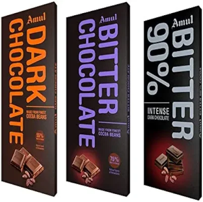 14. Amul Dark Chocolate: Assorted Pack of 55%, 75% and 90%