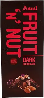 4. Amul Dark Chocolate Bar Fruit N Nut, 150 g