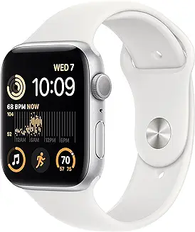 10. Apple Watch SE (2nd Gen) [GPS 44 mm] Smart Watch w/Silver Aluminium Case & White Sport Band. Fitness & Sleep Tracker, Crash Detection, Heart Rate Monitor, Retina Display, Water Resistant