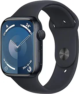 9. Apple Watch Series 9 [GPS 45mm] Smartwatch with Midnight Aluminum Case with Midnight Sport Band M/L. Fitness Tracker, Blood Oxygen & ECG Apps, Always-On Retina Display, Water Resistant