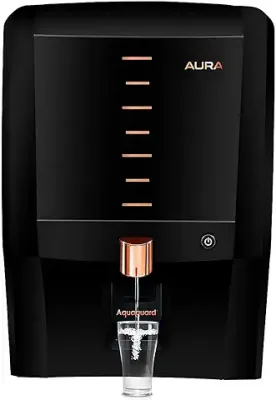 3. Aquaguard Aura RO+UV+UF+Taste Adjuster(MTDS) with Active Copper & Zinc 7L water purifier,8 stages of purification,suitable for borewell,tanker,municipal water(Black) from Eureka Forbes