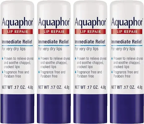 3. Aquaphor Lip Repair Stick - Soothes Dry Chapped Lips - 0.17 Ounce (Pack of 4)