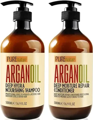 2. Argan Oil Shampoo and Conditioner Set - Moisturizing Sulfate Free Moroccan Care with Keratin - For Curly, Straight, Dry and Damaged Hair - Hydrating, Anti Frizz Salon Technology