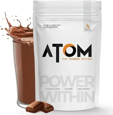 3. AS-IT-IS ATOM Whey Protein 1kg with Digestive Enzymes | USA Labdoor Certified for Accuracy & Purity | Double Rich Chocolate flavor | 27g protein | 5.7g BCAA