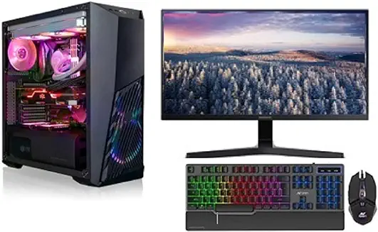 7. Assembled Gaming PC with Ryzen7 5700G (16 GB DDR4/1 TB/250 GB SSD NVMe WD/Windows 11 Home/27 Inch IPS Screen Samsung/Keyboard and Mouse/CPU Cooler) with MS Office (Black, 55 cm x 45 cm x 25 cm, 72