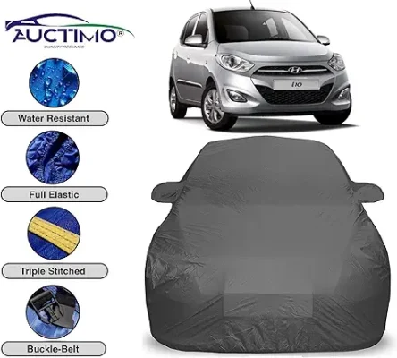 3. AUCTIMO i10 Body Cover Waterproof / i10 Car Body Cover Waterproof / Car Cover i10 Waterproof / Waterproof Car Cover For i10 With Triple Stitched Fully Elastic Ultra Surface Body Protection (Grey)