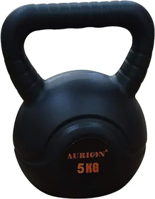 4. Aurion Premium Strength Training Kettlebells for Weightlifting - 1Pc (5 Kg, Black) | Gym Equipment | Heavy Workout | Fitness Iron | Heavy Lifting for Men and Women | Home Gym | Plates Exercise
