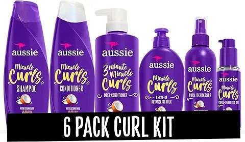 12. Aussie Miracle Curls Collection: Shampoo, Conditioner, Deep Conditioner, Spray Gel, Detangling Milk, and Oil Hair Treatment (6 Piece Set)