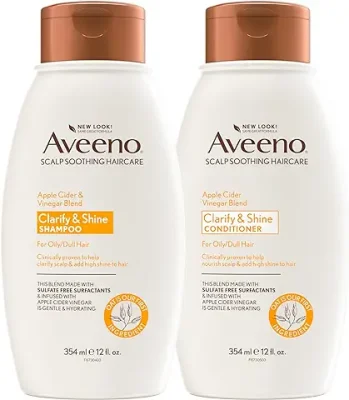10. Aveeno Apple Cider Vinegar Shampoo + Conditioner for Balance & High Shine