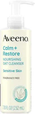 1. Aveeno Calm + Restore Nourishing Oat Face Cleanser for Sensitive Skin, Gentle Milky Cleanser with Nourishing Oat & Feverfew, to Preserve Skin's Moisture Barrier, Fragrance-Free, 7.8 fl. oz