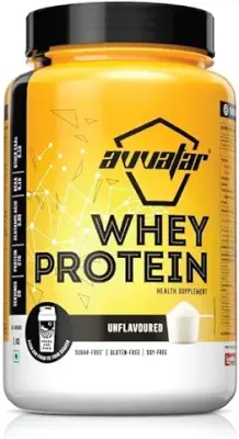 8. AVVATAR WHEY PROTEIN | 1 KG | Unflavoured | 27g Protein | 29 Servings | Isolate & Concentrate Blend
