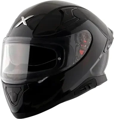 6. Axor Apex Solid ISI ECE DOT Certified Glossy Black Full Face Dual Visor Helmet for Men and Women with Pinlock Fitted Outer Clear Visor and Inner Smoke Sun Visor Black(L)
