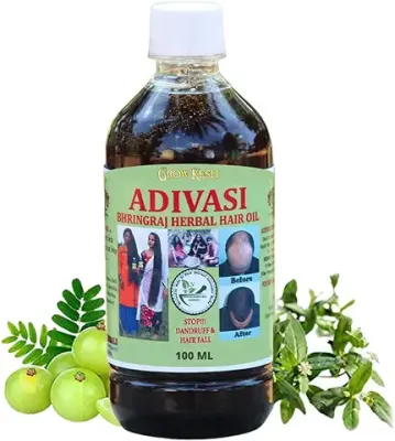 14. Ayurvedic Adivasi Bhringraj Herbal Hair Oil Made By Pure Adivasi Natural Herbs- 100ml
