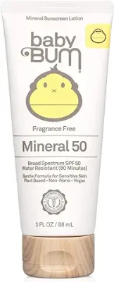 5. Baby Bum SPF 50 Sunscreen Lotion | Mineral UVA/UVB Face and Body Protection for Sensitive Skin | Fragrance Free | Travel Size | 3 FL OZ